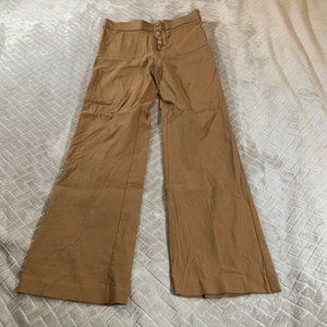 One Womens Medium Pants Tan Brown Flare High Rise Stretch Y2K Style